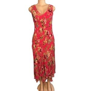 Majick Floral Vintage Beaded Sleeveless handkerchief Pink Dress
